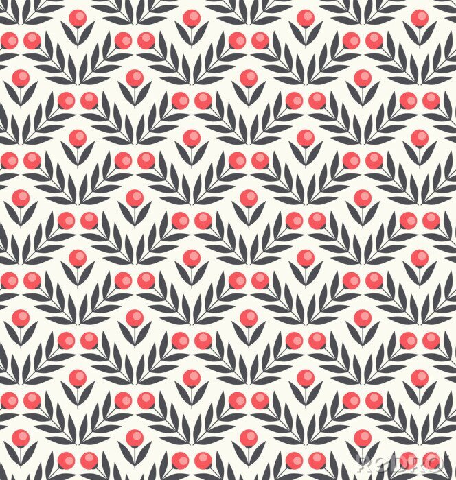 Sticker Nahtlose Muster mit abstrakten Blumen und Blätter