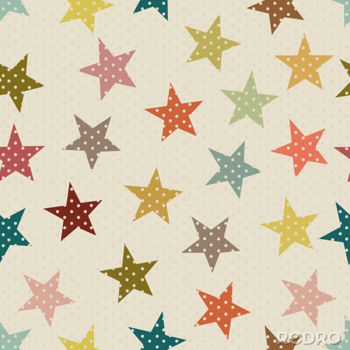 Sticker Nahtlose Muster mit bunten Sternen