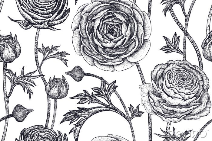 Sticker Nahtlose Muster mit Frühlingsblumen.