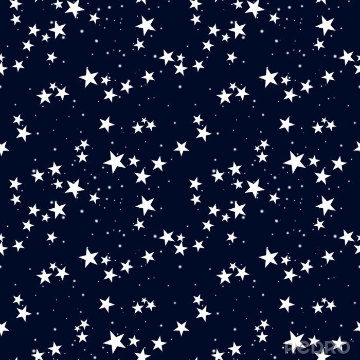 Sticker Nahtlose Muster mit Stern im dunklen Himmel.