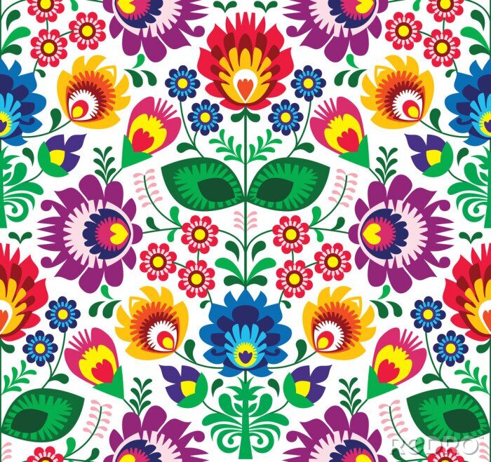 Sticker Nahtlose traditionellen Blumenmuster Lack - ethnischen Hintergrund