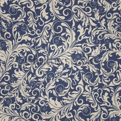 Sticker Nahtloser Hintergrund der beige und blauen Farbe im Stil Damaskus. Vintage Verzierung. Verwendung für Tapeten, Bedrucken des Verpackungspapiers, Textilien.