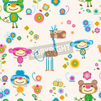Sticker nahtloser Hintergrund der Tiere