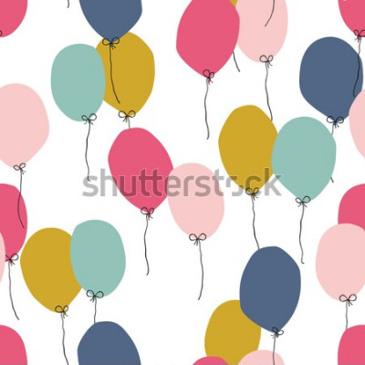 Sticker Nahtloser Hintergrund mit Partyballons verschiedener Farben. Ideal für Kinder, Stoffe, Verpackungen, Tapeten, Textilien, Kleidung