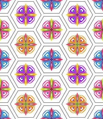 Sticker nahtloses farbiges dekoratives geometrisches Muster mit sechseckigem Gitter