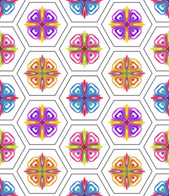 Sticker nahtloses farbiges dekoratives geometrisches Muster mit sechseckigem Gitter