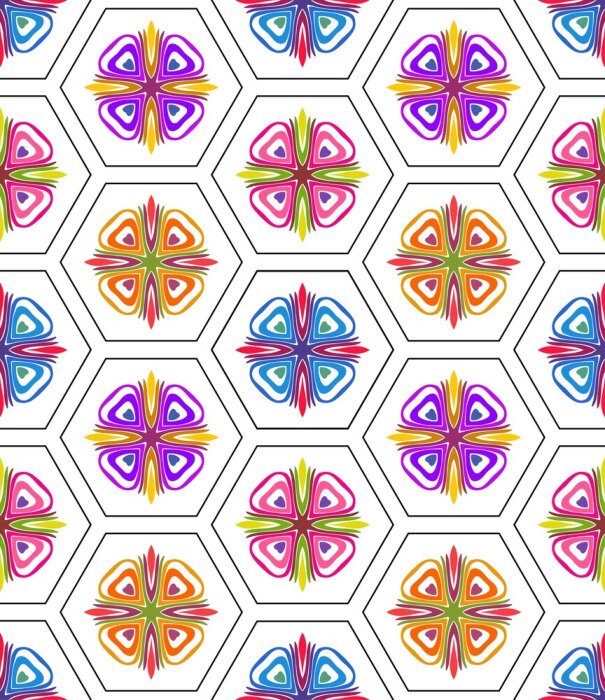 Sticker nahtloses farbiges dekoratives geometrisches Muster mit sechseckigem Gitter