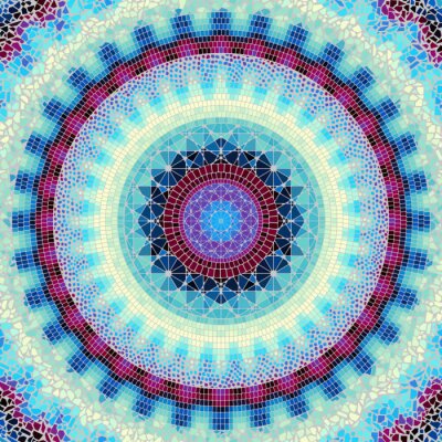 Sticker Nahtloses Hintergrundmuster.  Rundes Mosaikkunstmuster verschiedener Fliesentexturen.