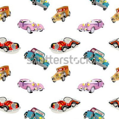 Sticker Nahtloses Muster der Retroautos