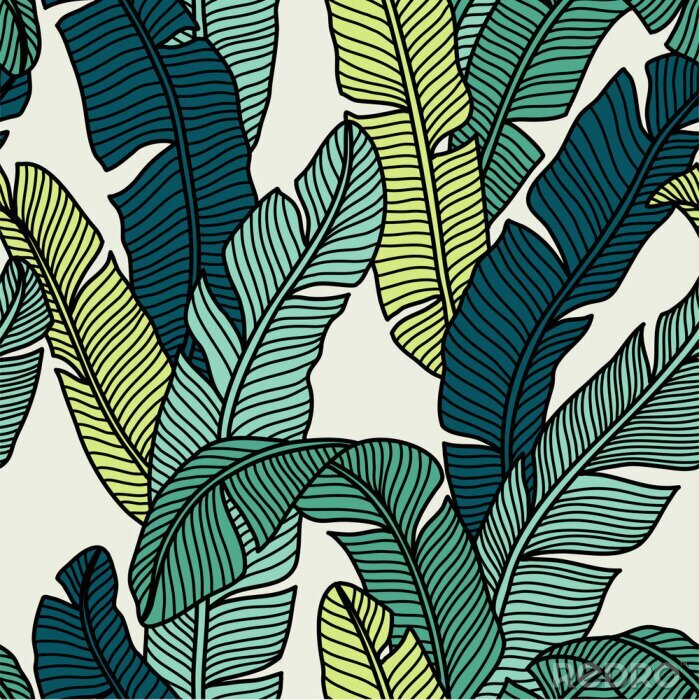 Sticker Nahtloses Muster der tropischen Palmenblätter