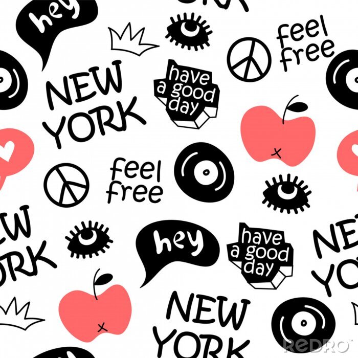Sticker nahtloses Muster des gezeichneten Vektors der New Yorker Hand