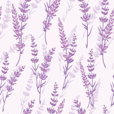 Nahtloses Muster des purpurroten Vektors des Lavendels. Retro- Hintergrund des schönen violetten Lavendels. Elegantes Gewebe auf hellem Hintergrund Oberflächenmusterdesign.