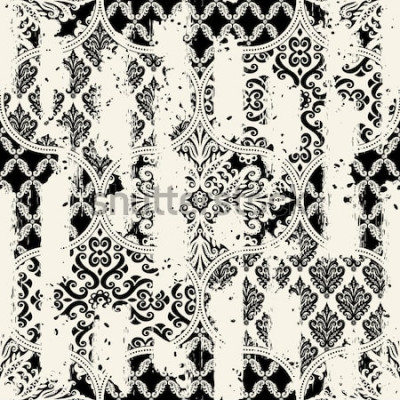 Sticker Nahtloses Vintage-Muster mit Abriebeffekt. Mosaikfliesen