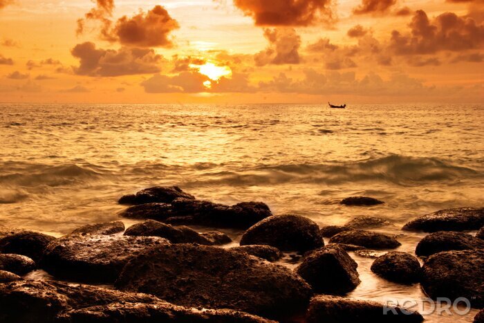 Sticker Natur bei Sonnenuntergang am Wasser