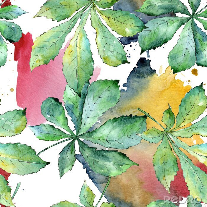 Sticker Natur und Kastanienblätter