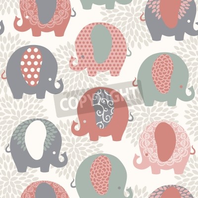Sticker Nette bunte Elefanten nahtlose Vektor-Muster.