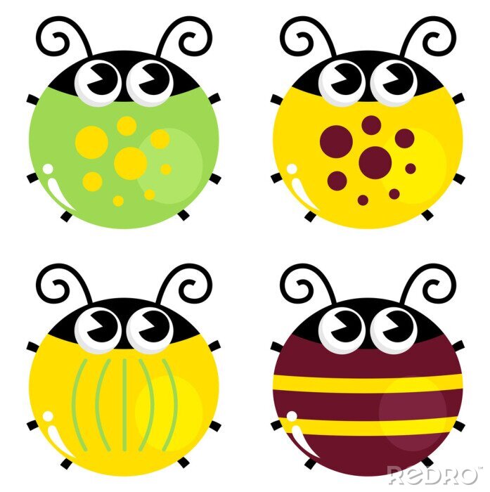 Sticker Nette bunte Käfer isoliert auf weiss