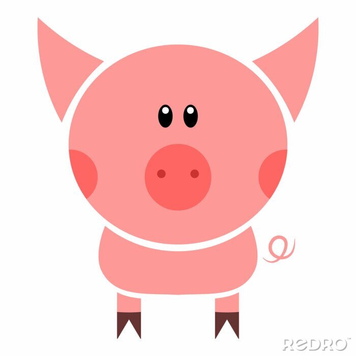 Sticker Nette kleine Schwein Illustration
