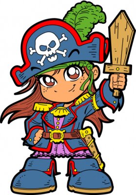 Sticker Nette Mädchen-Piraten