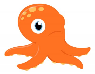 Sticker Nette Orange Octopus isoliert auf weiß