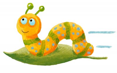 Sticker Nette Schnecke auf dem grünen Blatt