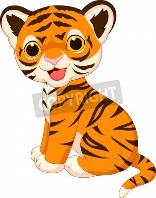 Sticker Netter Tiger Cartoon