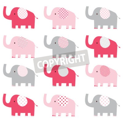 Sticker Nettes rosa Elefantmuster