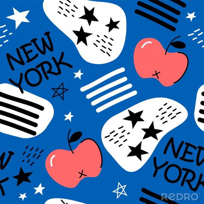 Sticker new york city hand drawn vector seamless pattern