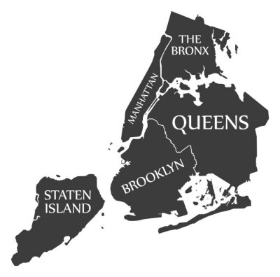 Sticker New York City Karte USA beschriftet schwarze Illustration