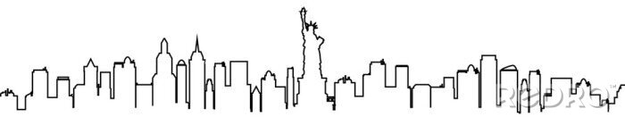 Sticker New York city silhouette one line - stock vector