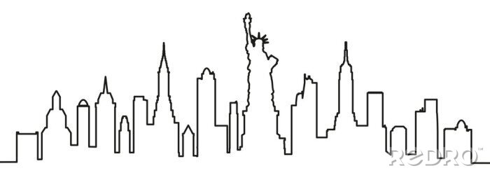Sticker New York city silhouette one line - vector