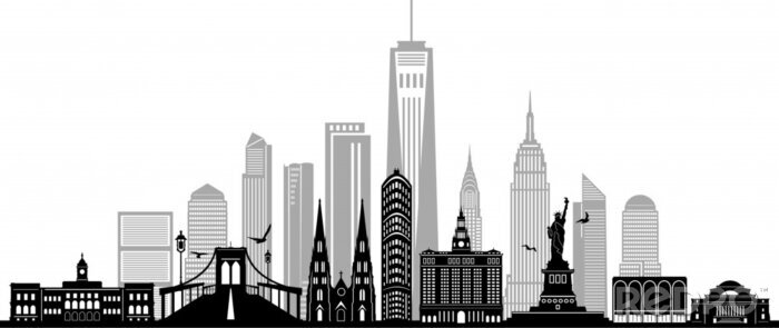 Sticker NEW YORK City Skyline Silhouette Cityscape Vector