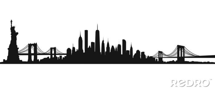 Sticker New York City Skyline Vektor schwarz und weiß