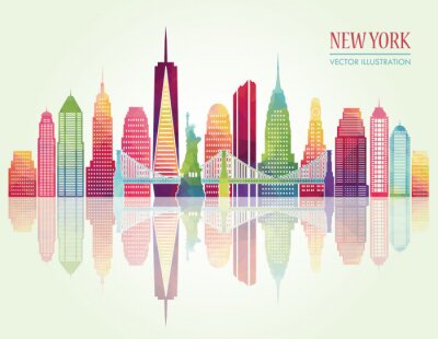 Sticker New York detaillierte Skylines. Abbildung