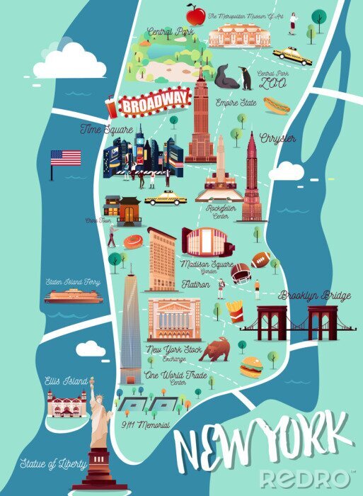 Sticker New York Manhattan Illustration Karte