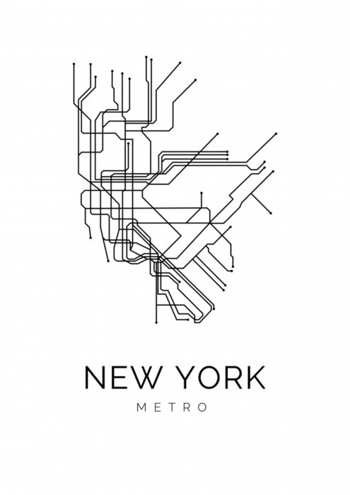 Sticker New York Metro line art black and white