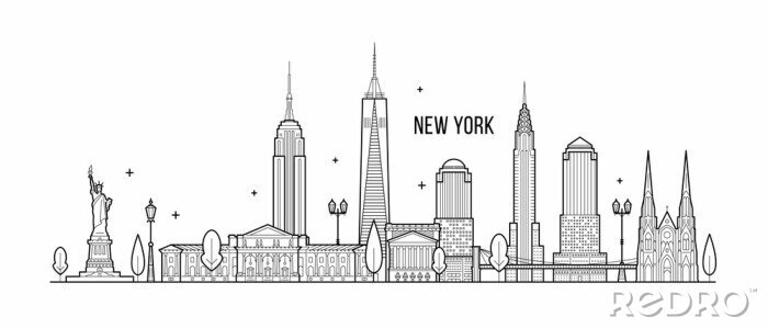 Sticker New York skyline USA big city buildings vector
