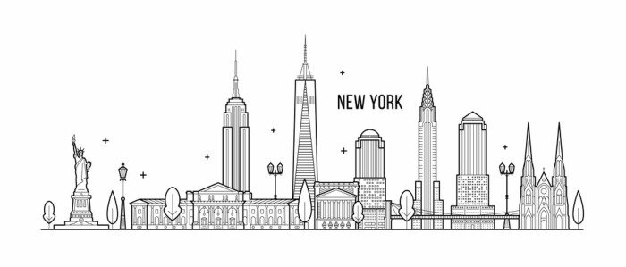 Sticker New York skyline USA big city buildings vector