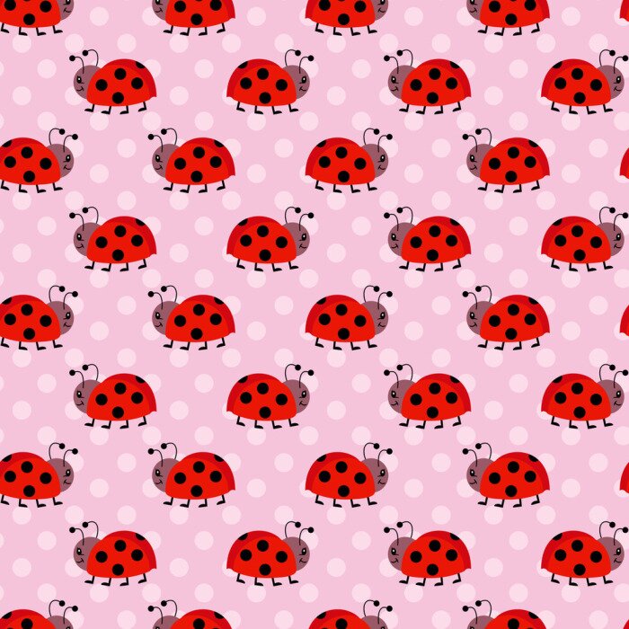 Sticker Niedliche Marienkäfer auf rosa Hintergrund