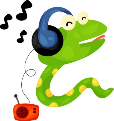 Sticker niedliche Schlange listening music