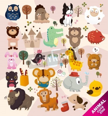 Sticker niedliche Tiere Zoo
