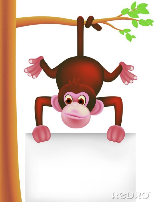 Sticker niedlichen Affen und leere Symbol