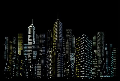 Sticker night city color windows