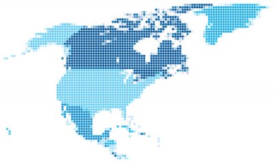 Nordamerika auf der blauen Karte