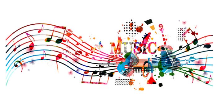 Sticker Noten in fünflinigem Notensystem bunt