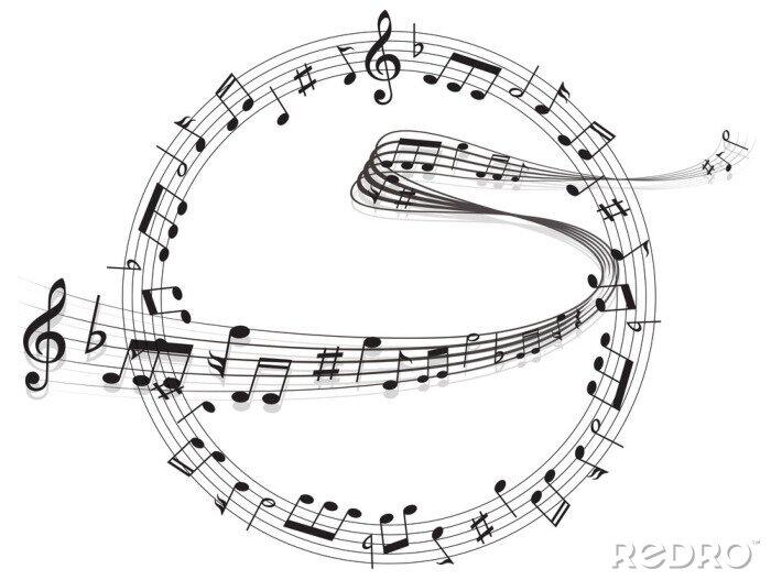 Sticker Noten Violinschlüssel in einem Kreis angeordnet