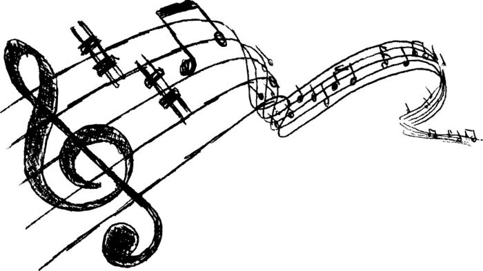 Sticker Notenlinien mit Skizze der Noten