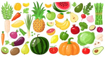 Sticker Obst und Gemüse bunte fröhliche Illustrationen
