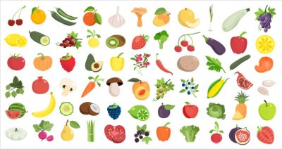 Sticker Obst und Gemüse einfache Grafiken