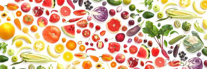 Sticker Obst und Gemüse Regenbogen-Komposition